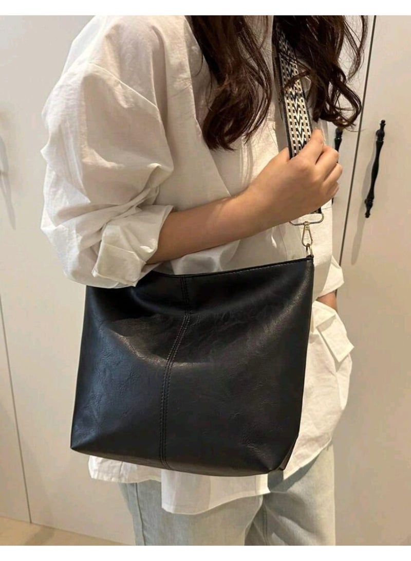 شي إن حقيبة كتف بحزام كتف بنمط هندسي، حقيبة مراسلة كبيرة السعة، حقيبة كتف بتصميم كلاسيكي - Image 2